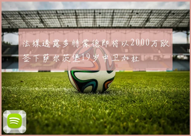法媒透露多特蒙德即将以2000万欧签下萨尔茨堡19岁中卫加杜